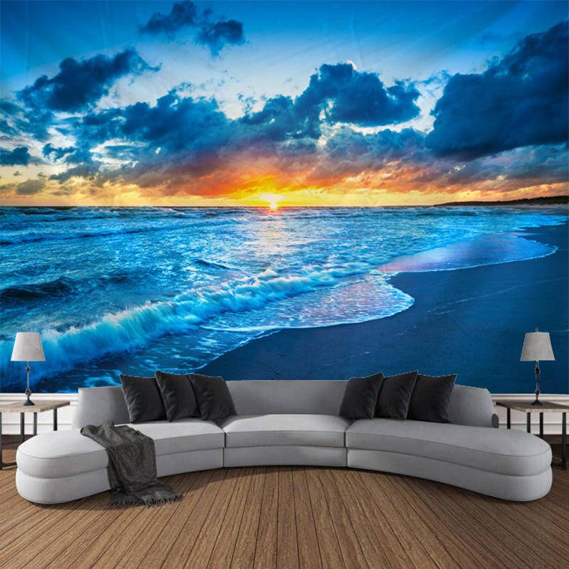 Beach Sunset Landscape Wallpaper Seaside Scenery Home Decor Mural 