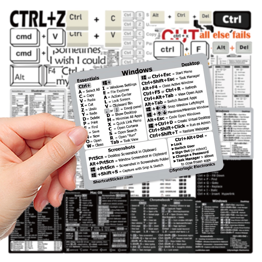 Windows PC Transparent Reference Keyboard Shortcut Sticker / Adhesive ...