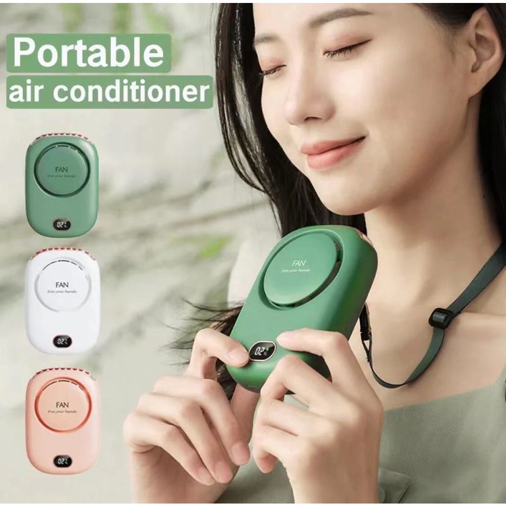SF_ Portable Fan Hanging Neck Fan Mini USB Portable Fan Bladeless Kipas