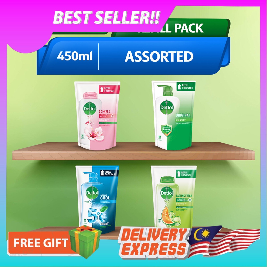 Dettol Shower Gel/Antibacterial Body Wash Refill Pouch 450ml (Original