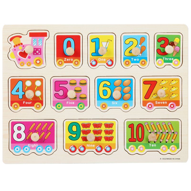 Abc 123 Wooden Puzzle Jigsaw Early Educational Learning 木制玩具手抓拼板益智玩具字母