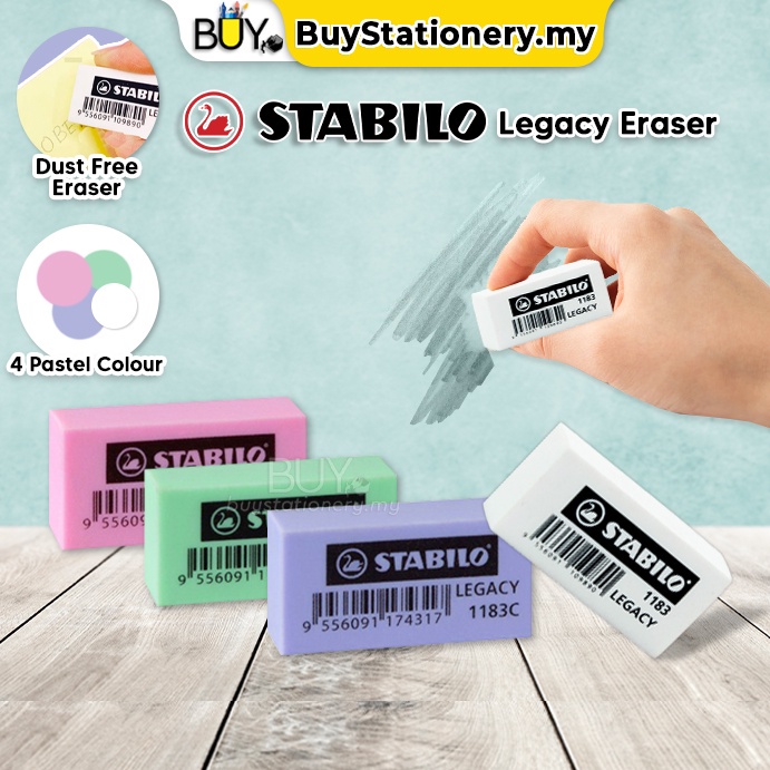 Stabilo Legacy Exam Eraser White 1183 Colourful 1183c Pemadam Pensil