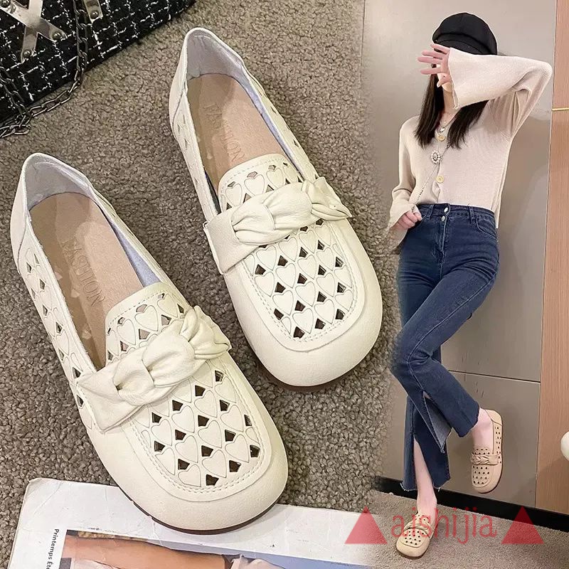 Ready stock 3543 large size women's shoes wide fat feet hollow shoes