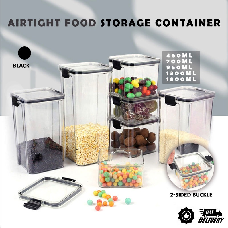 Airtight Food Storage Container Stackable Plastic Kitchen Bekas Makanan