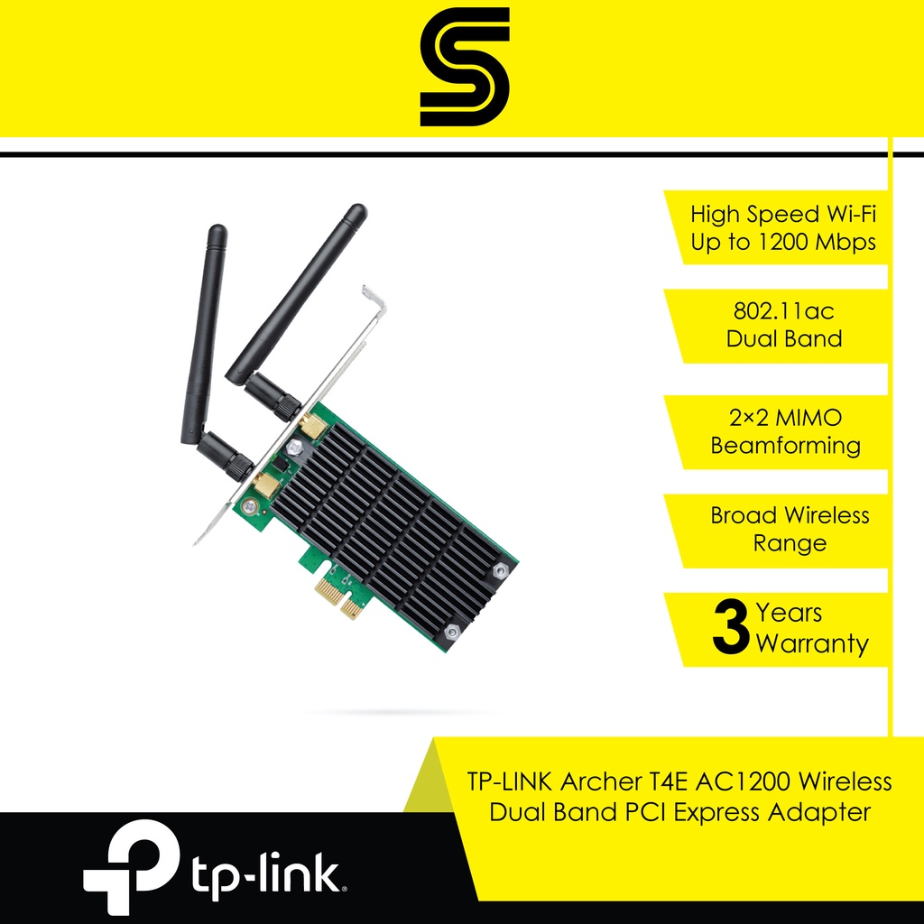 TP-LINK Archer T4E AC1200 Wireless Dual Band PCI Express Adapter ...