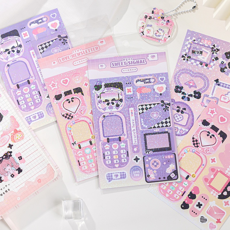 MOHAMM 2 Sheets Glitter Cute Cartoon Phone Camera Photo Frame ...