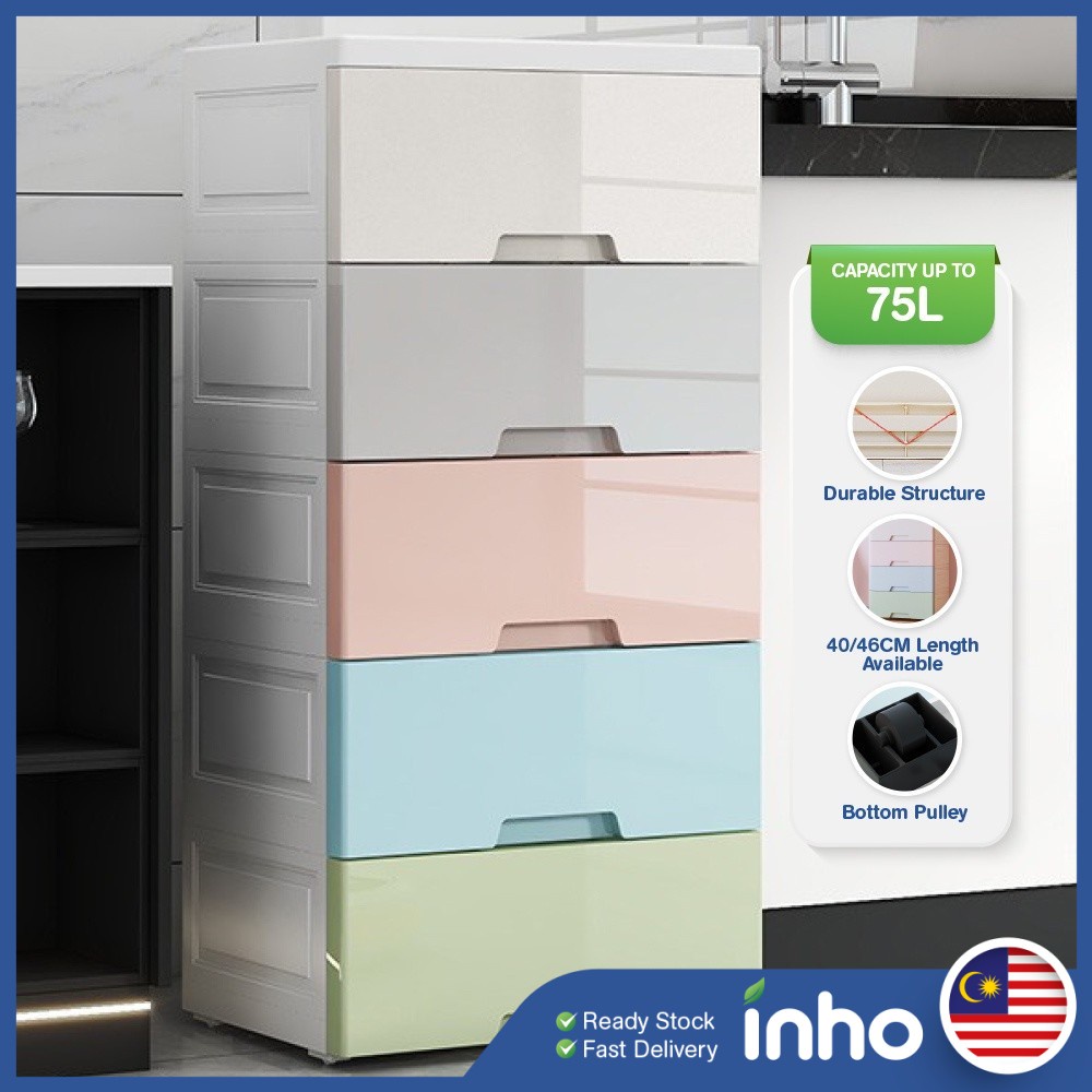 INHO 3/4/5 Layers Plastic Drawer Storage Wardrobe Drawer