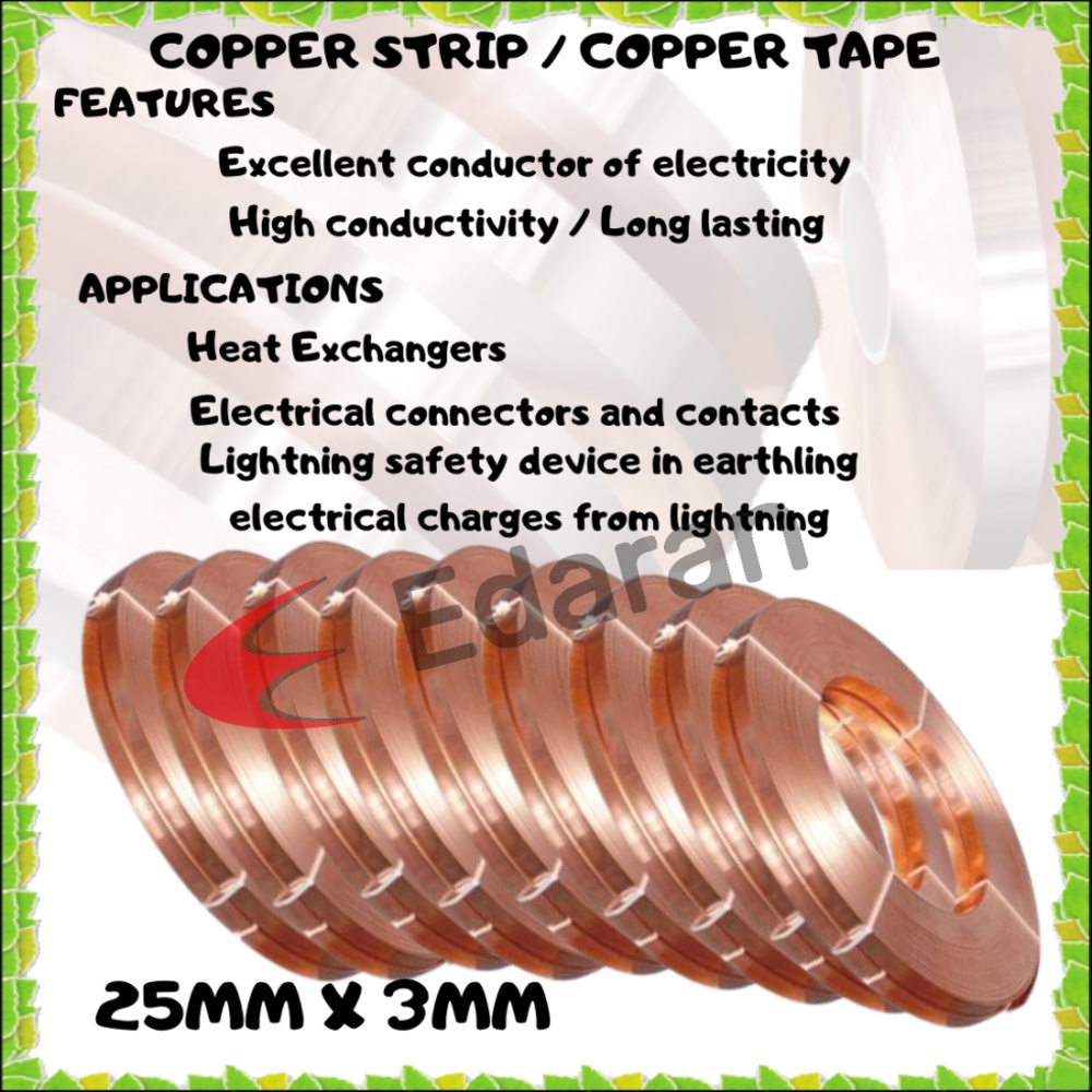 25MM X 3MM COPPER TAPE COPPER STRIP ELECTRICAL EARTHING GROUNDING 