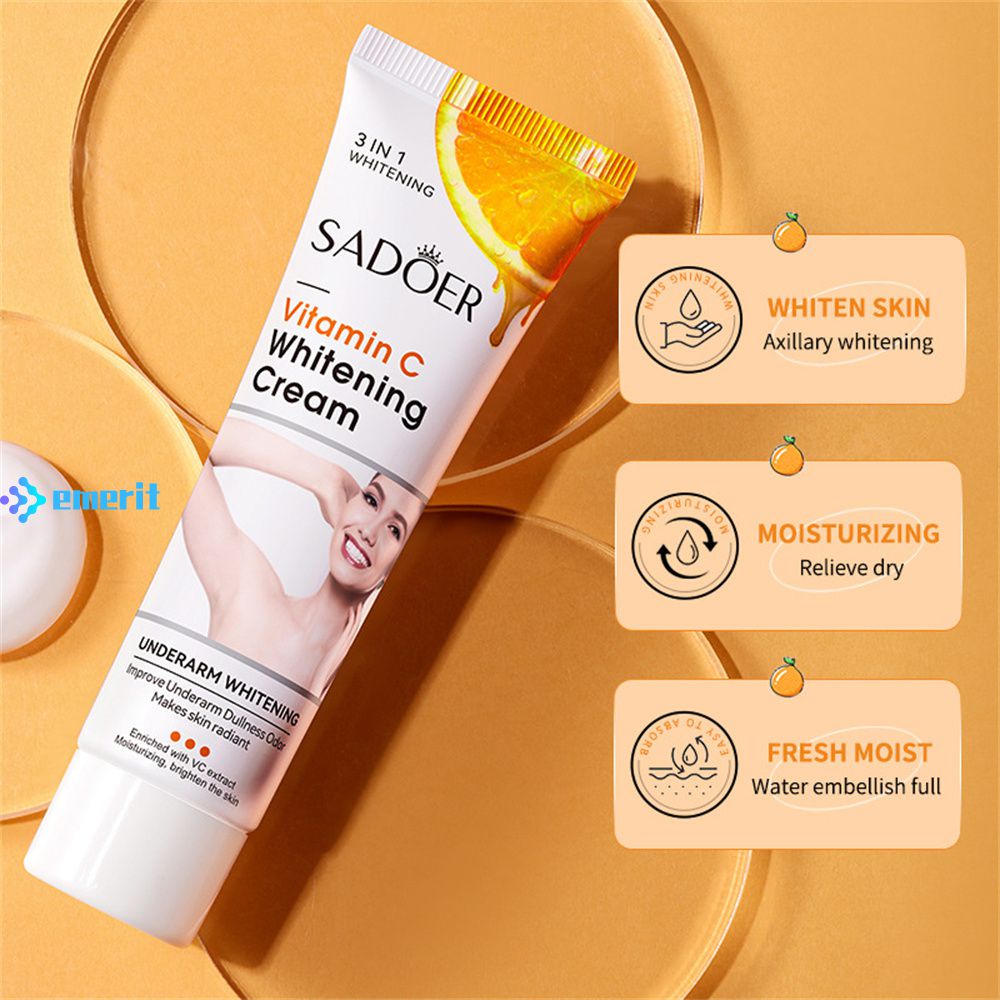 SADOER 1PC Vitamin C Underarm Whitening Cream Knees Elbows Neck