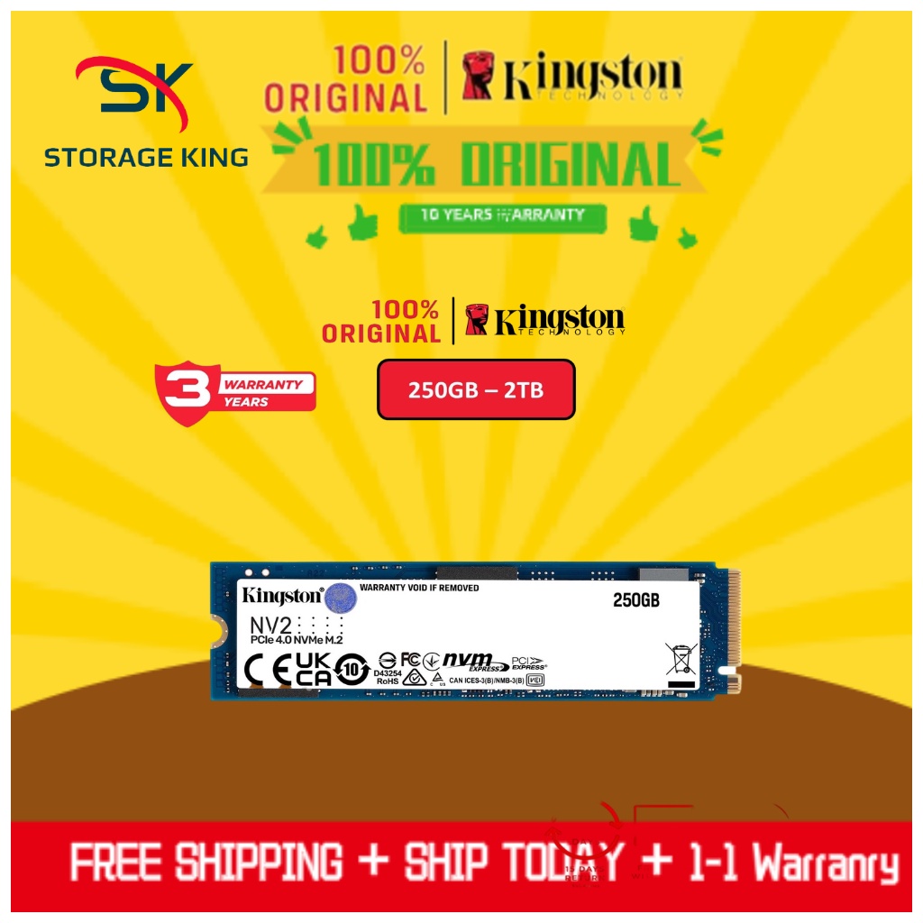 Kingston SSD NV2 PCIe Gen 4x4 M.2 2280 NVMe Internal Solid State Drives