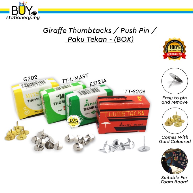 Giraffe Thumbtacks / Push Pin / Paku Tekan - (BOX) | Shopee Malaysia