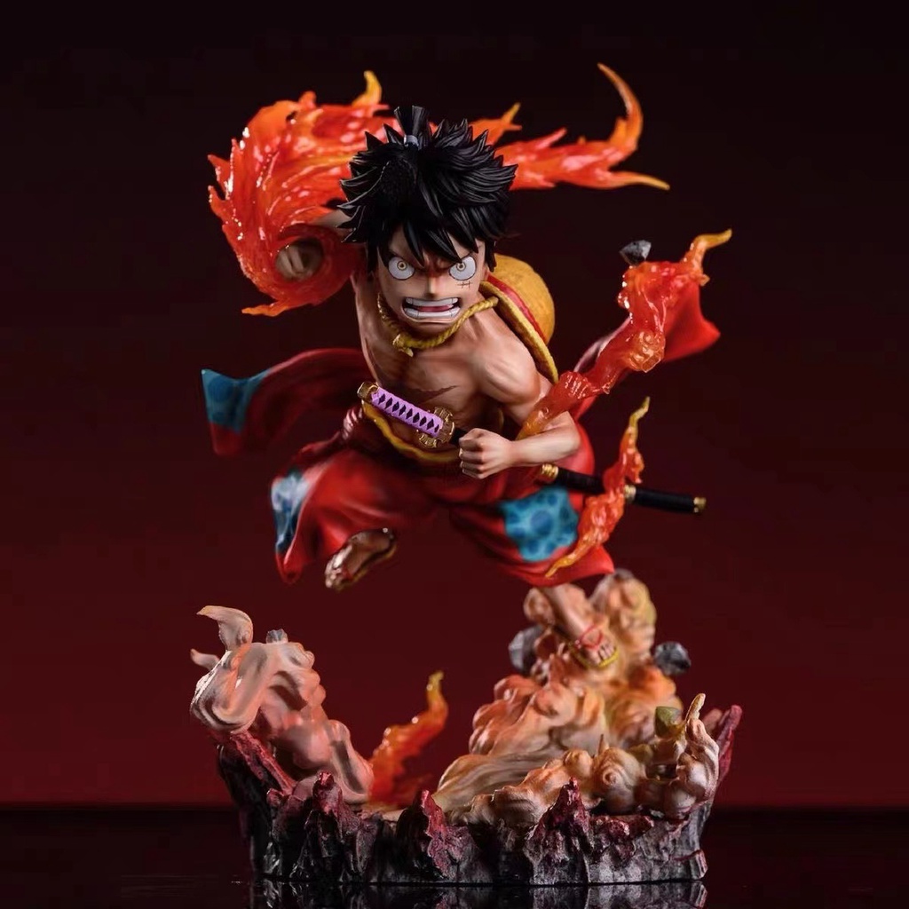 One Piece Straw Hat Luffy Hand-made Fire Fist Q Version Scene Kimono 