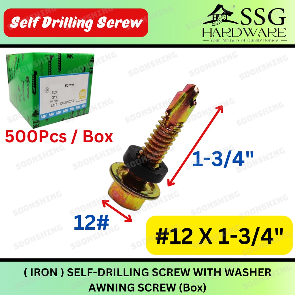 Hex Self Drilling Screw For Roof Skru Bumbung Hex Awning Screw Skru
