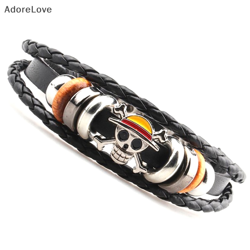 ADL Pirate Bracelet Men Women Punk Black Leather Braided Bracelets ...