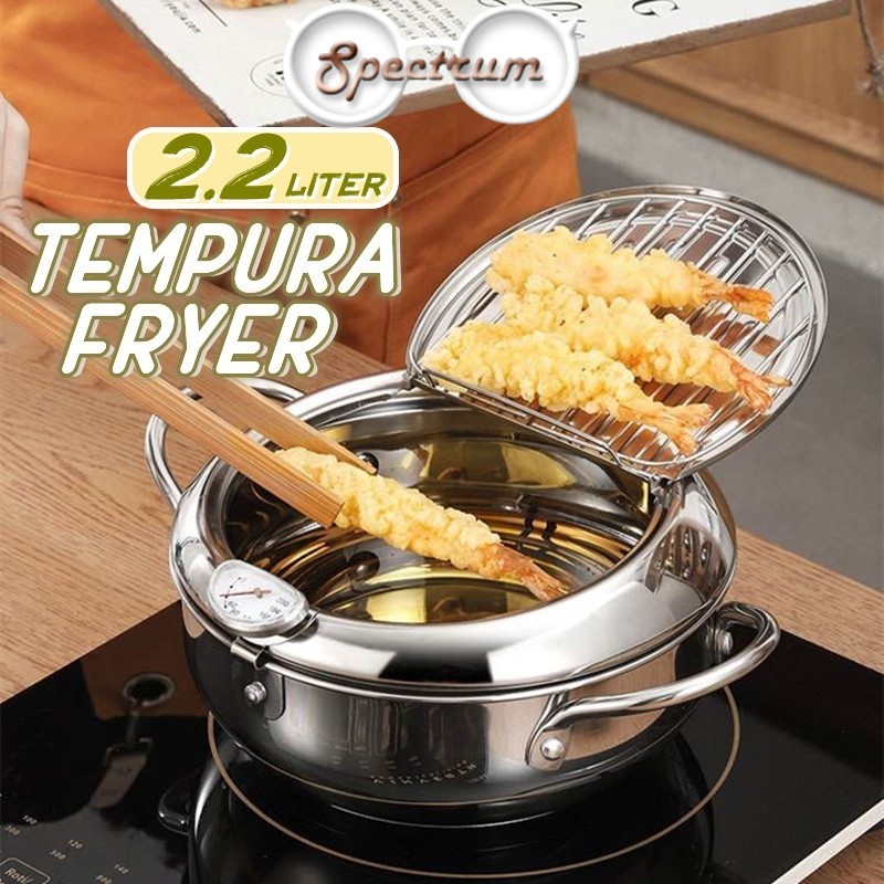 Tempura Fryer Japanese Deep Fryer Stainless Steel Drain Cooker With ...