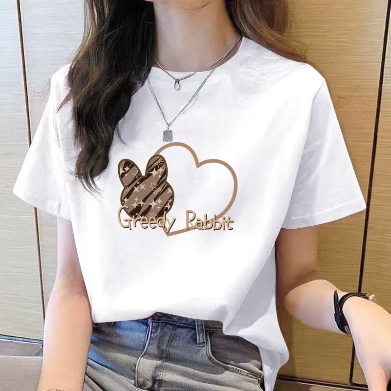 Crop top for girls women korea fashion Cute cartoon short sleeve skinny  tshirt