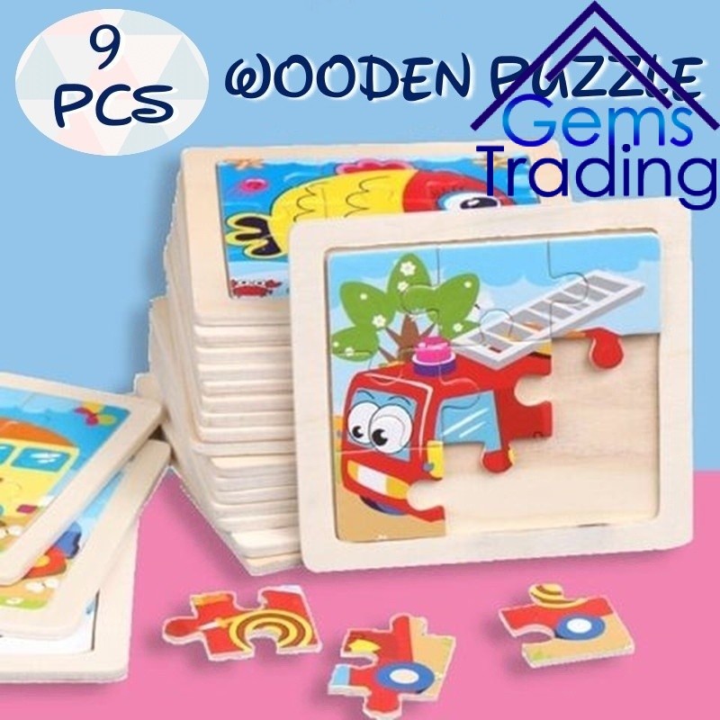 9pcs Wooden Jigsaw Kids Puzzle Early Education Animal Wooden Toys ...