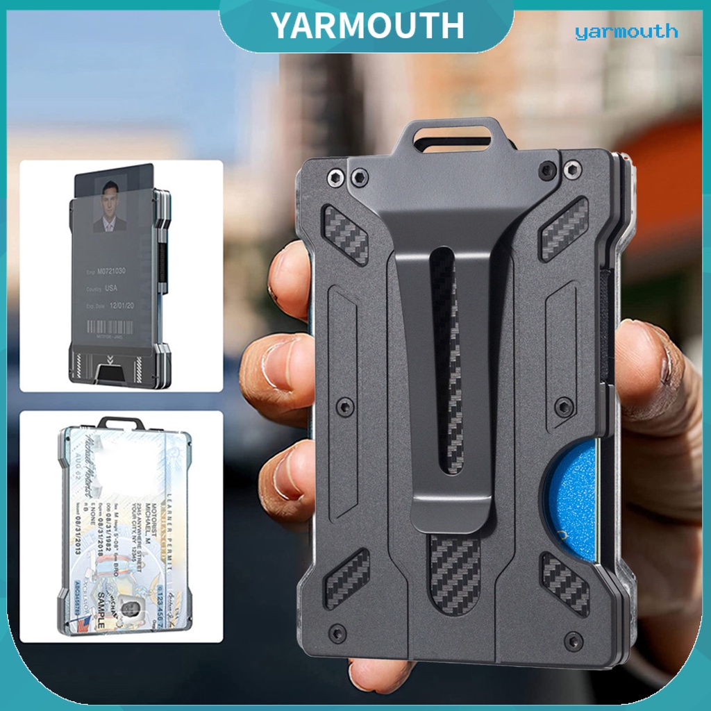 YYR Minimalist Wallet Clear ID Window with Money Clip Slim RFID