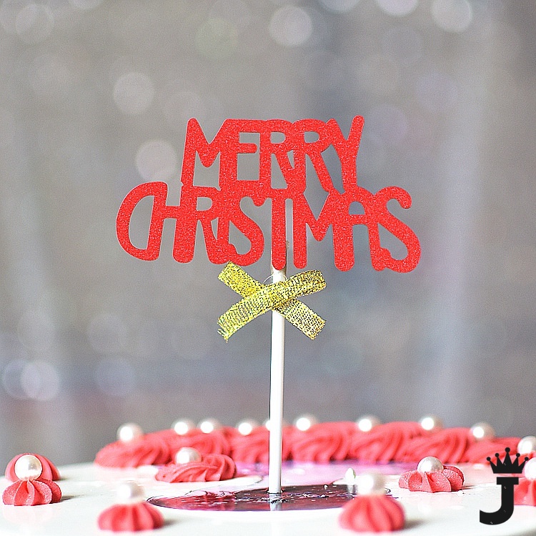 Jk Glitter Paper Merry Christmas Cake Topper Cupcake Toppers Flags