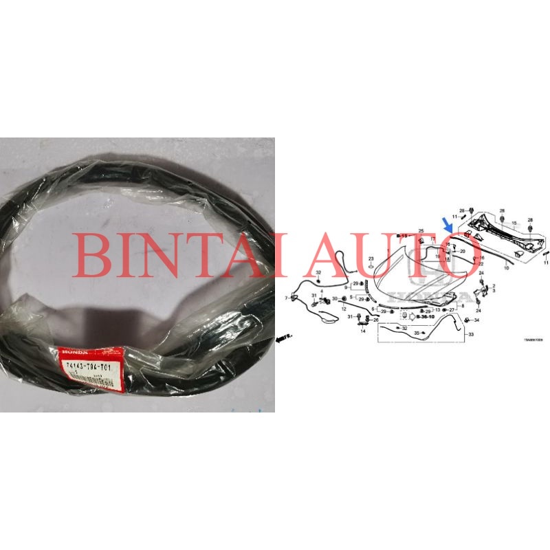 *T9A CITY 2014-2019 FRONT BONNET SEAL RUBBER (REAR) HOOD SEAL RUBBER ...
