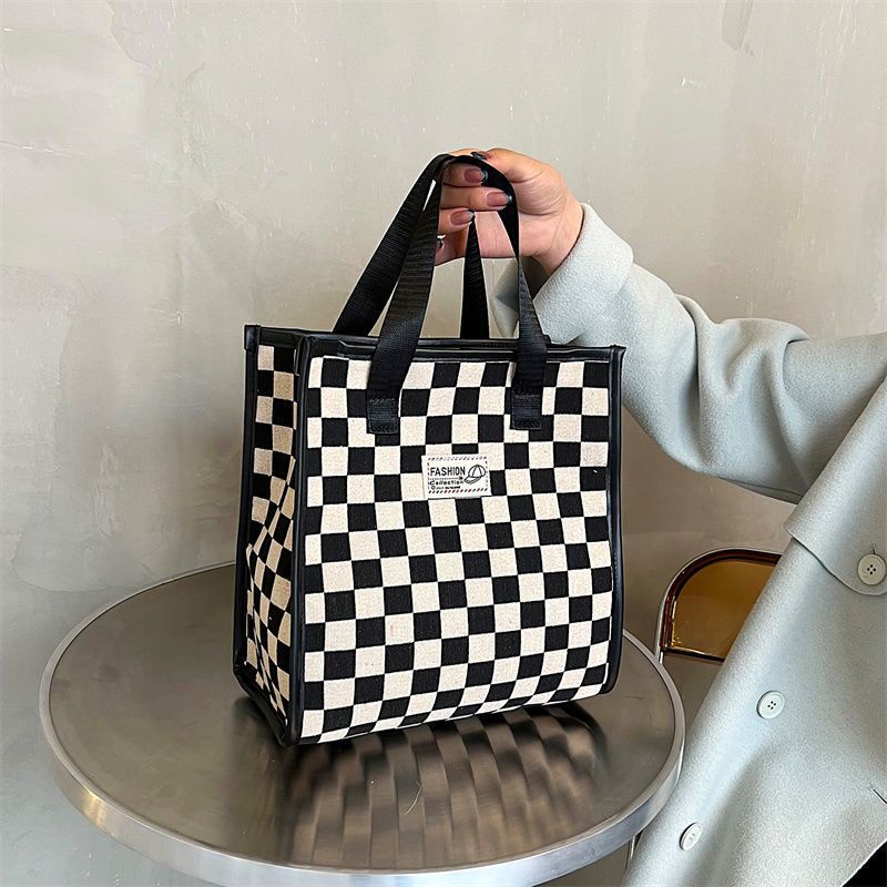Classic Checkered Tote Bag Work Bag Women Bag Shopping Bag Handbag Women Shoulder Bag Women Beg