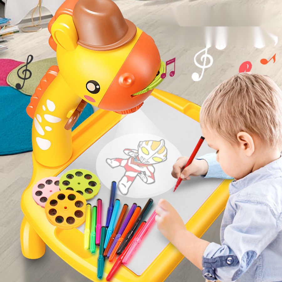 Children's Projector Drawing Table Kids Painting Board Learning Paint ...