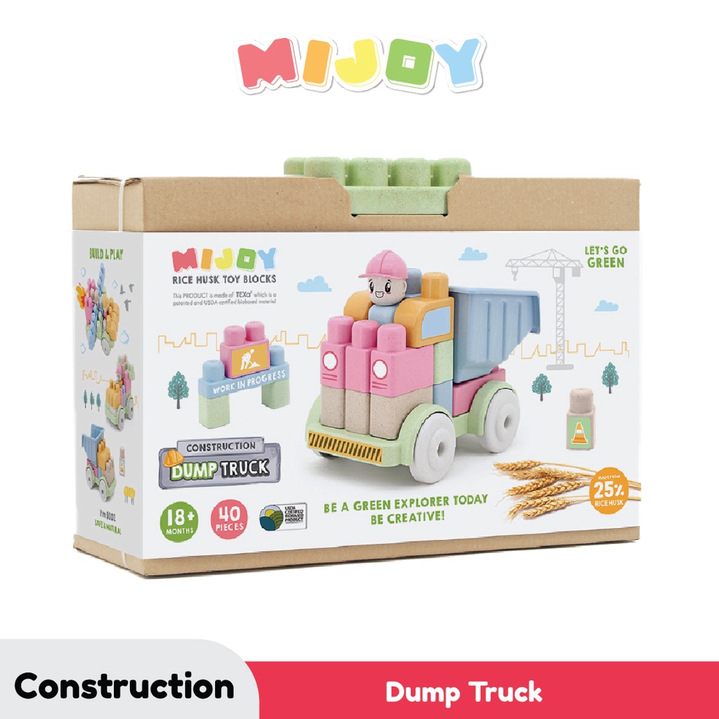 Mijoy Dump Truck Rice Husk Toy Blocks | Shopee Malaysia