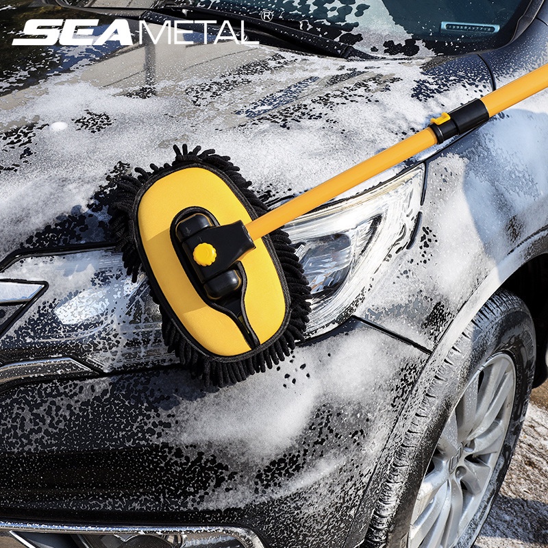 SEAMETAL Car Wash Mop Bending Rod Telescopic Washing Brush Mops Three