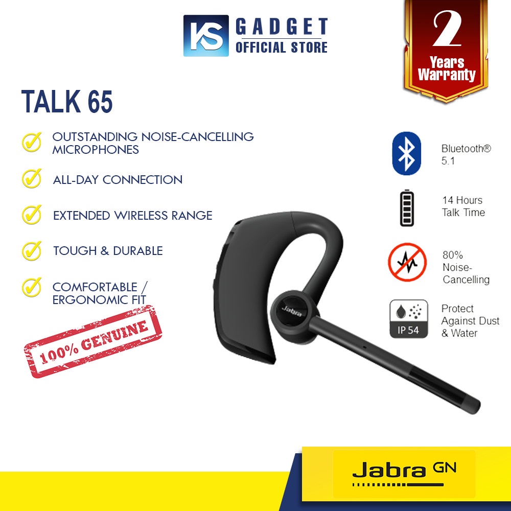 Jabra Talk 65 Ultra Light Noise Cancelling Bluetooth Headset Shopee Malaysia