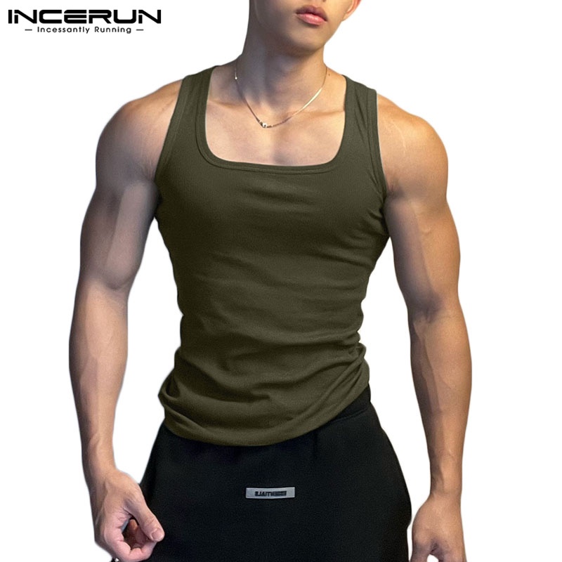 INCERUN Men's Simple Fitness Solid Sleeveless Tank Top | Shopee Malaysia