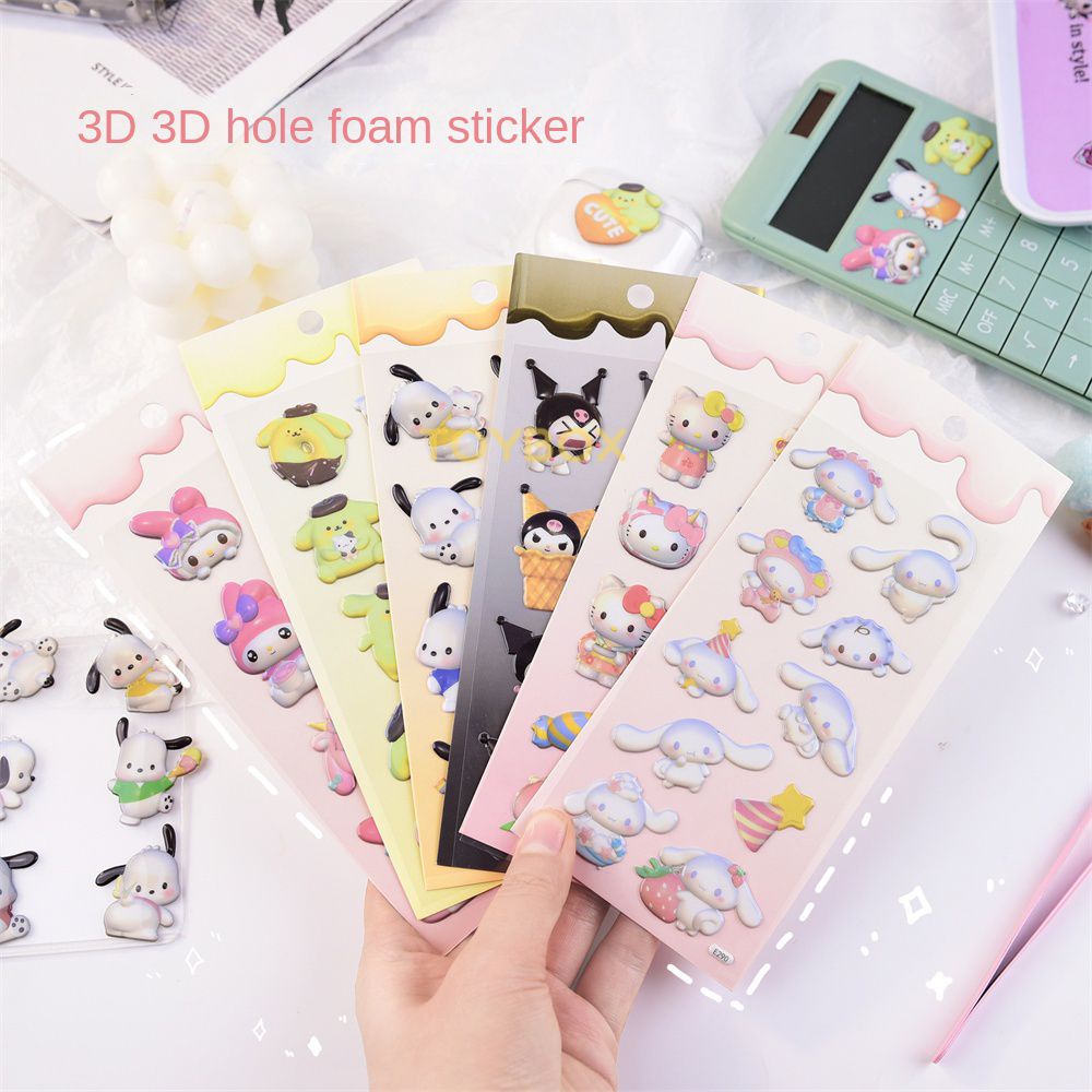 Sanrio Bubble 3D Sticker Cartoon Kuromi Melody Cinnamoroll Hand Account ...