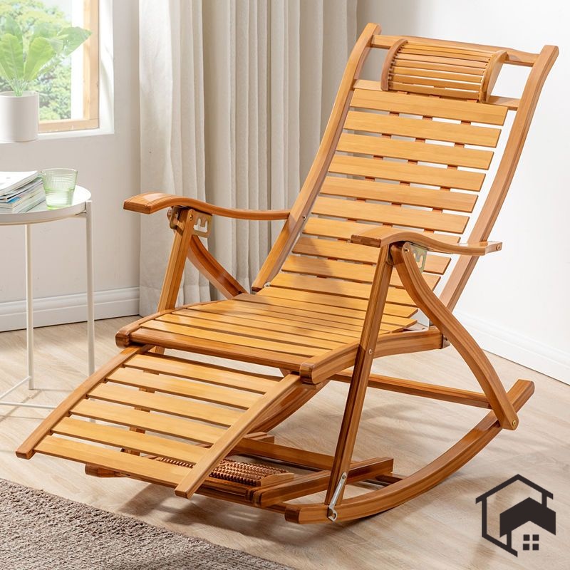 Bamboo Foldable Armchair Swing Lazy Chair Rocking Chair Free