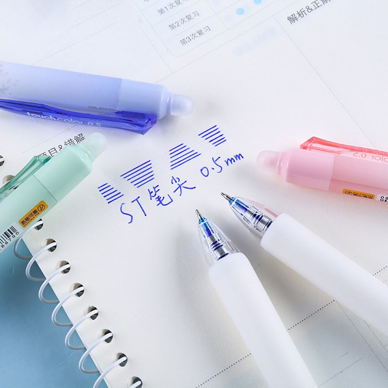 6Pcs Set 0.5mm Blue / Black Ink Press Heat Sensitive Erasable Pen ...
