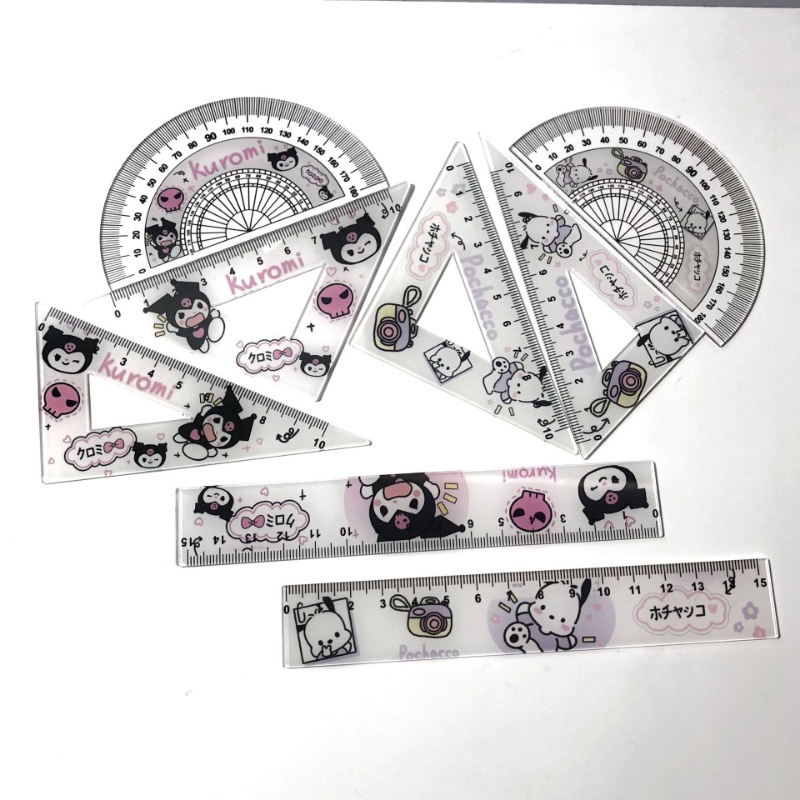 4Pcs/Set Sanrio Acrylic Ruler Set Kuromi Pochacco Measuring Tools Ruler