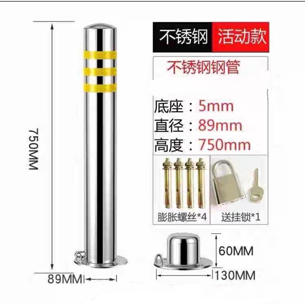 Bollard Stainless Steel, Removable, Heavy Duty Bollard Pole with Ring ...