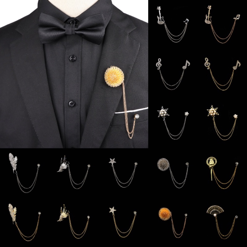 ZONFAZ Fashion Gentleman Tassel Chain Brooch Pins Novelty Guitar ...