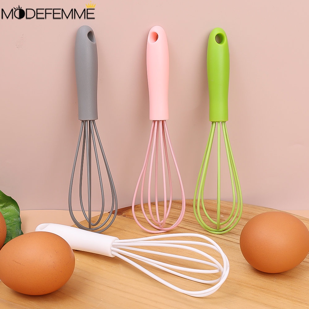 1pc Random Color Silicone & Wood Handle Baking Egg Beater, Manual Milk  Frother, Kitchen Handheld Egg Mixer, Birch Wood Handle