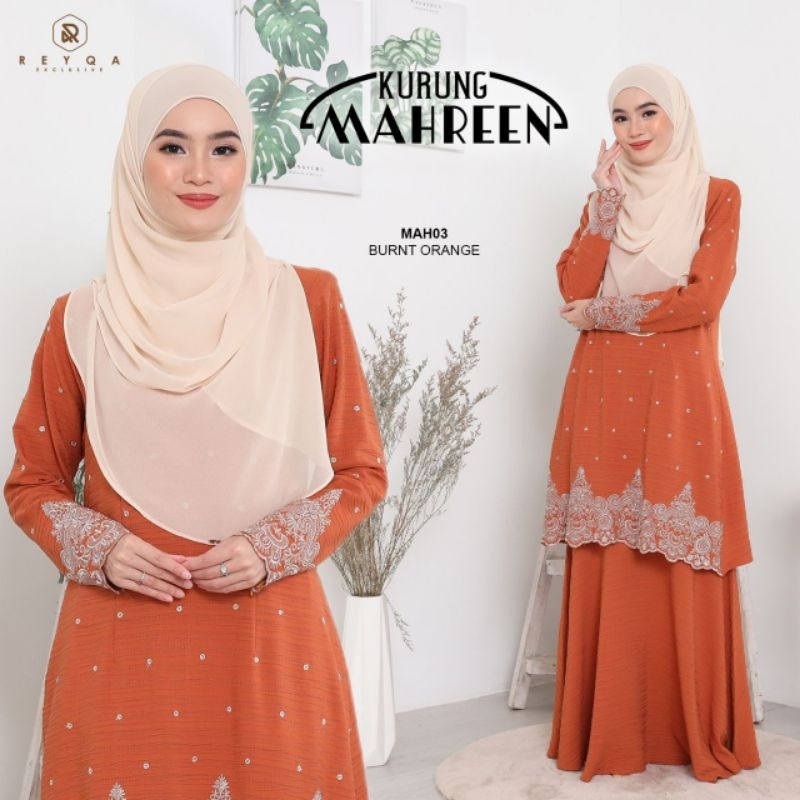 Baju Kurung Moden Muslimah Baju Raya 2024 Sage Green Brick Red Burn Orange Dark Rose Soft Pink