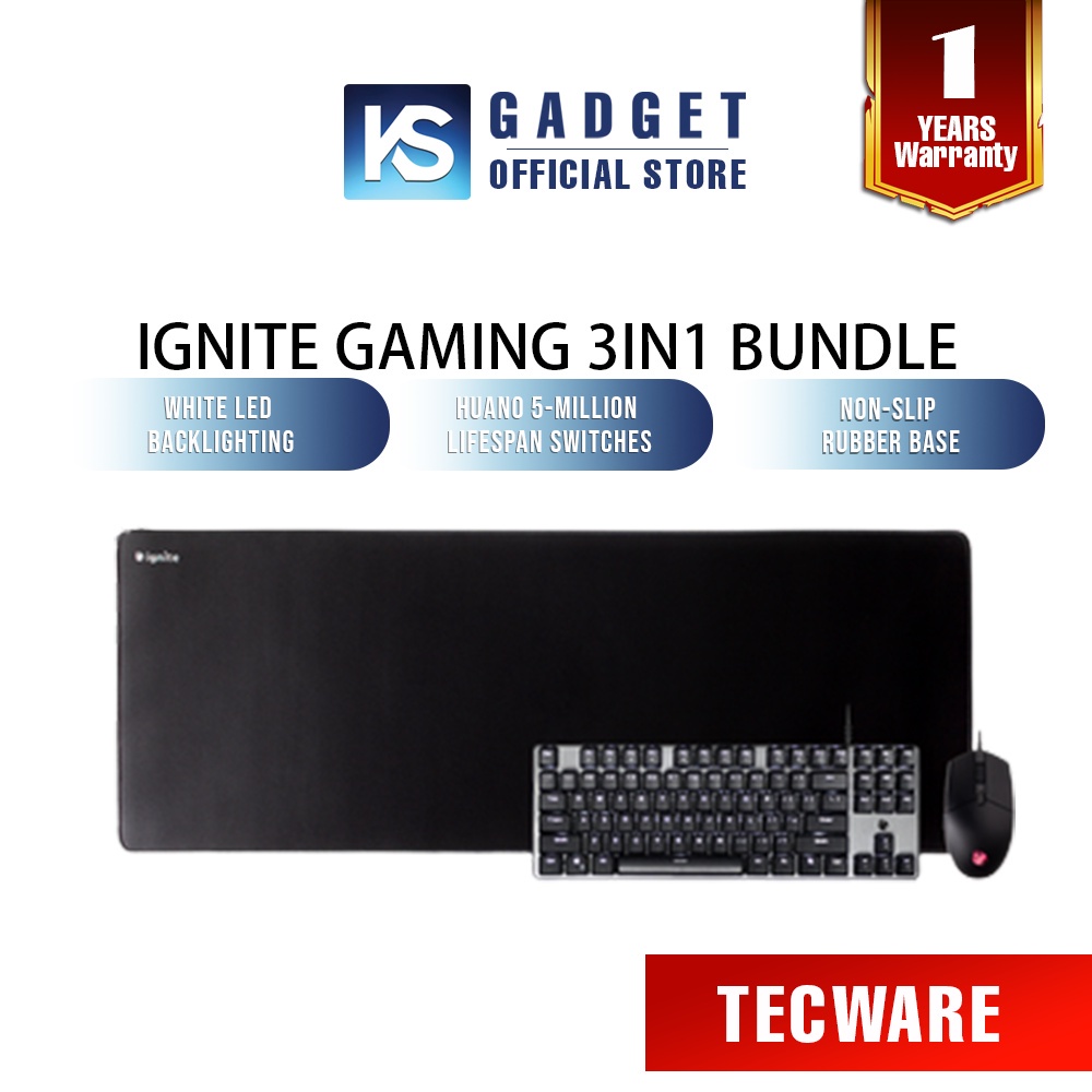 Tecware IGNITE Gaming 3 in 1 Bundle Wired Keyboard Single Color LED
