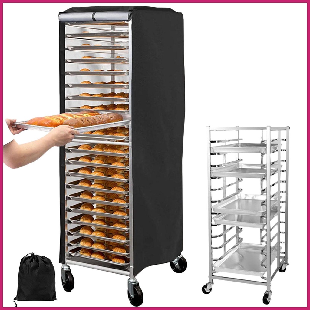 Sheet Pan Rack Cover Bun Pan Rack Cover 2 Zippers 23.2*28.3*64.1in 420D ...