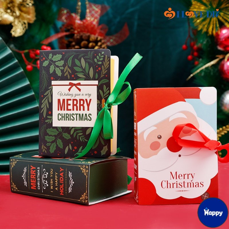 HS Cartoon Santa Claus Pattern Folding Gift Box With Ribbon/ Magic Book ...