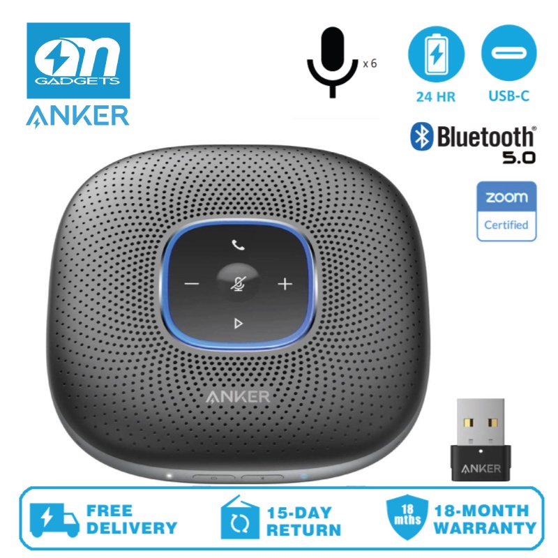 Anker A3306 PowerConf+ Bluetooth Speakerphone with Bluetooth Dongle, 6 ...