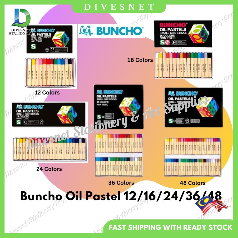 Buncho Oil Pastels Crayons 12 16 24 36 48 Warna Pastel Minyak Krayon