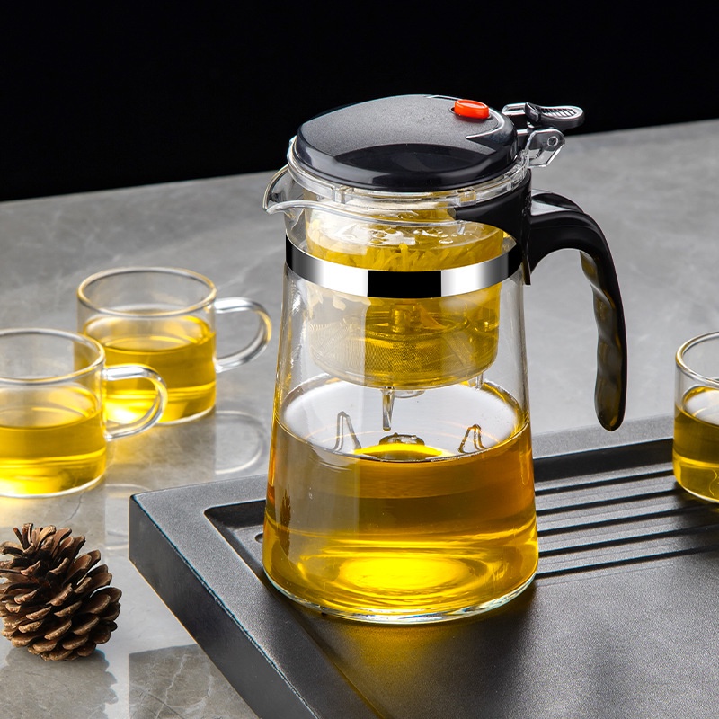 Elegant Cup Glass Teapot HeatResistant OneClick Tea Filter Tea Water