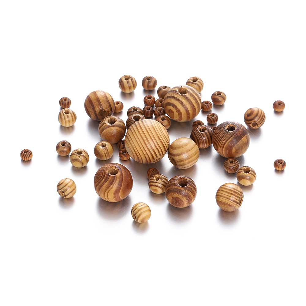 St.kunkka 100Pcs 6-23mm Solid Wood Beads Striped Beads With Fragrance ...
