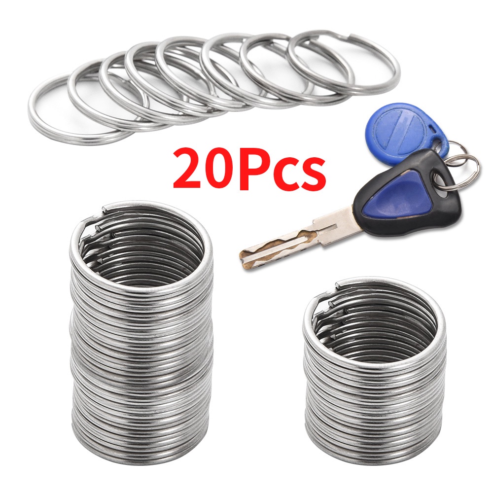 20Pcs Silver Steel Key Rings Chains Split Ring Hoop Metal Loop ...