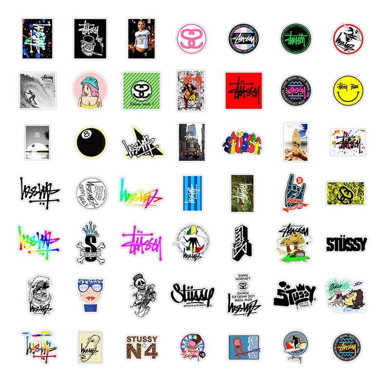 STUSSY 50 pcs DIY Waterproof Non Repeating Stickers Pack | Shopee Malaysia