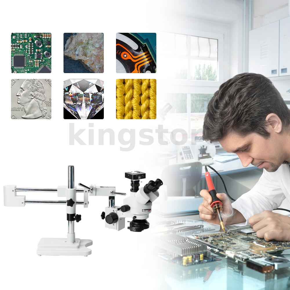MUSTOOL 3.5X 7X 45X 90X Double Boom Stand Zoom Simul Focal Trinocular ...