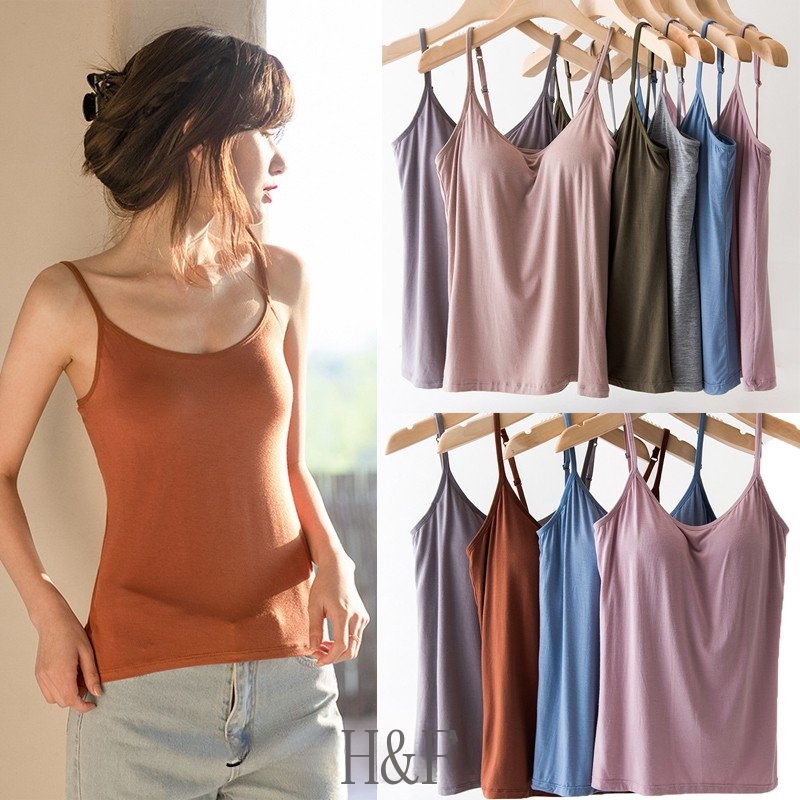 2 In1 Modal Camisole Japan Modal Bra-top with Chest Pad Camisole