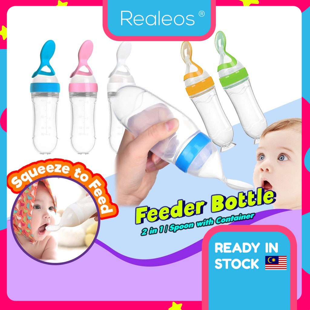 Biberon Alimentatore Per Neonati Haofy - 90ml In Silicone Con Cucchiaio Integrato - Ideale Per Pappe E Frutta - Blu - Foto 8